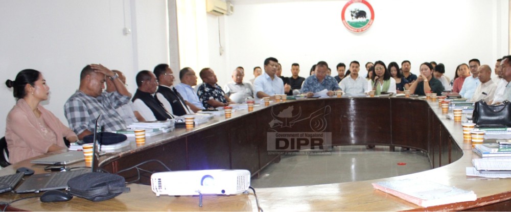 Advisor for Industries & Commerce and Chairperson of the District Planning and Development Board Dimapur, Hekani Jakhalu chairs the monthly Board meeting on June 24. (DIPR Photo)